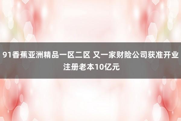 91香蕉亚洲精品一区二区 又一家财险公司获准开业 注册老本10亿元